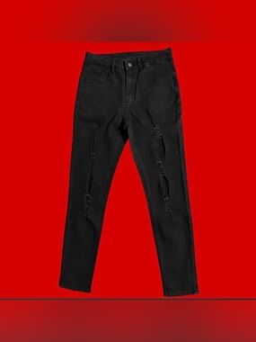 SHEIN “Manfinity LEGND Men Cotton Ripped Frayed Skinny Jeans”